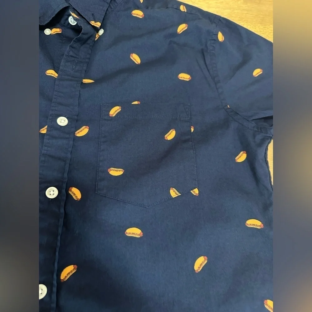 J Crew Flex Washed Button Down Shirt With Hot Dog Print Small